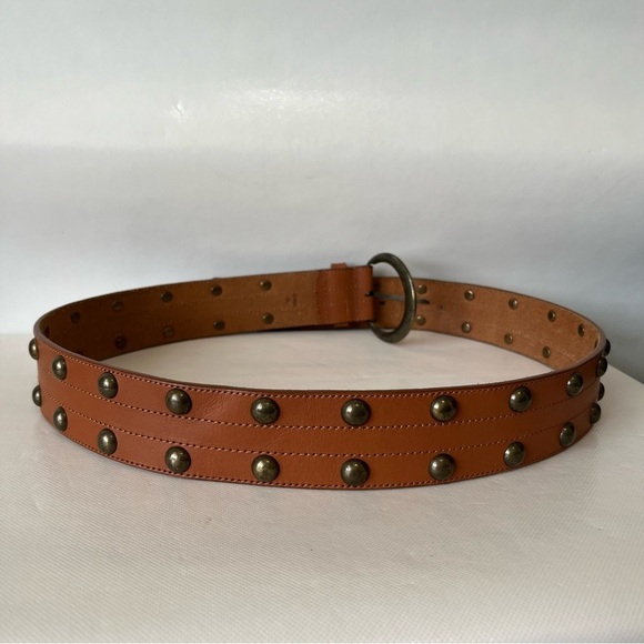 Vintage Harold’s Wide Brown Leather Studded Belt main image 6